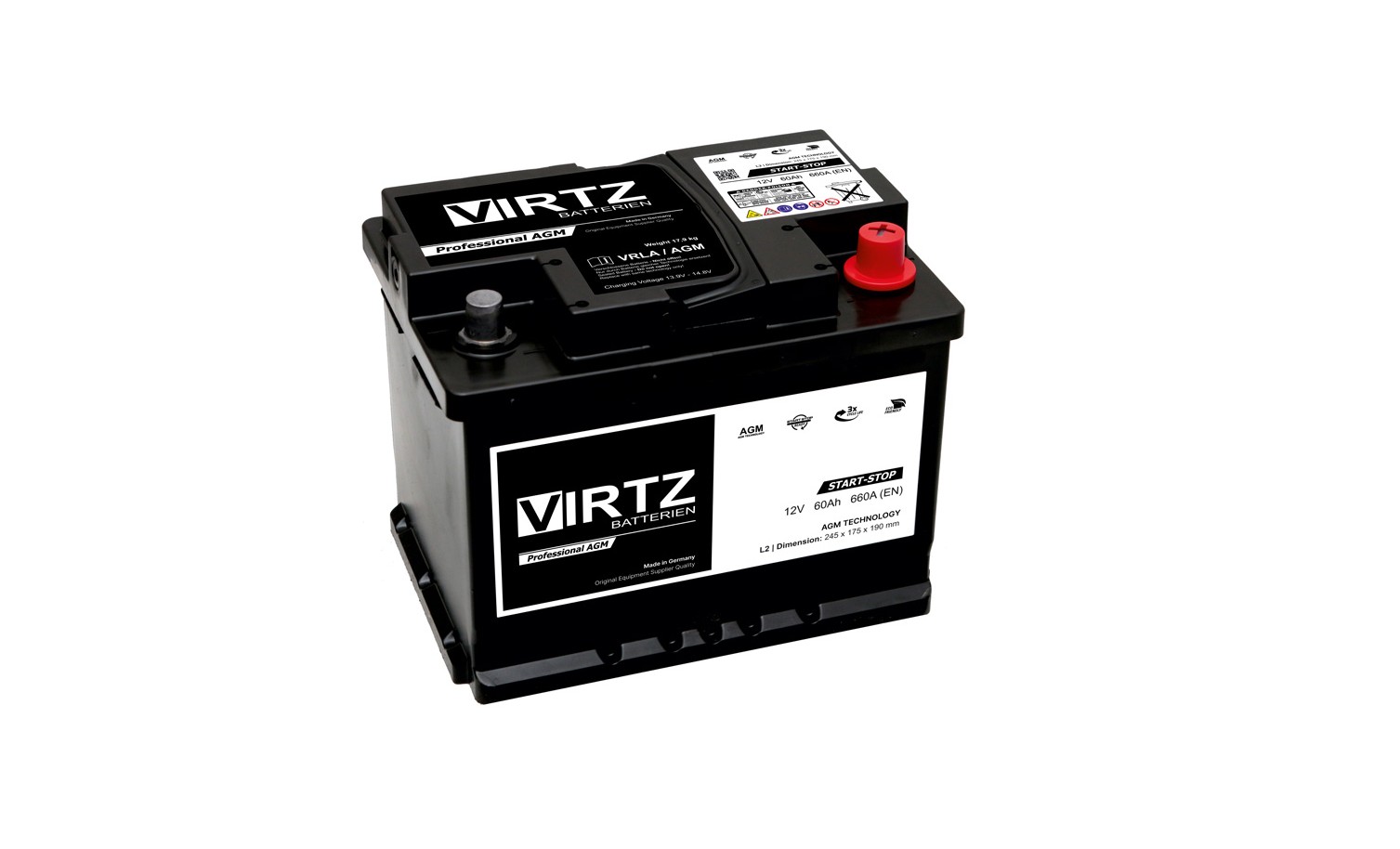 Akumulator VIRTZ Professional AGM 12V/60Ah 660A Start-Stop