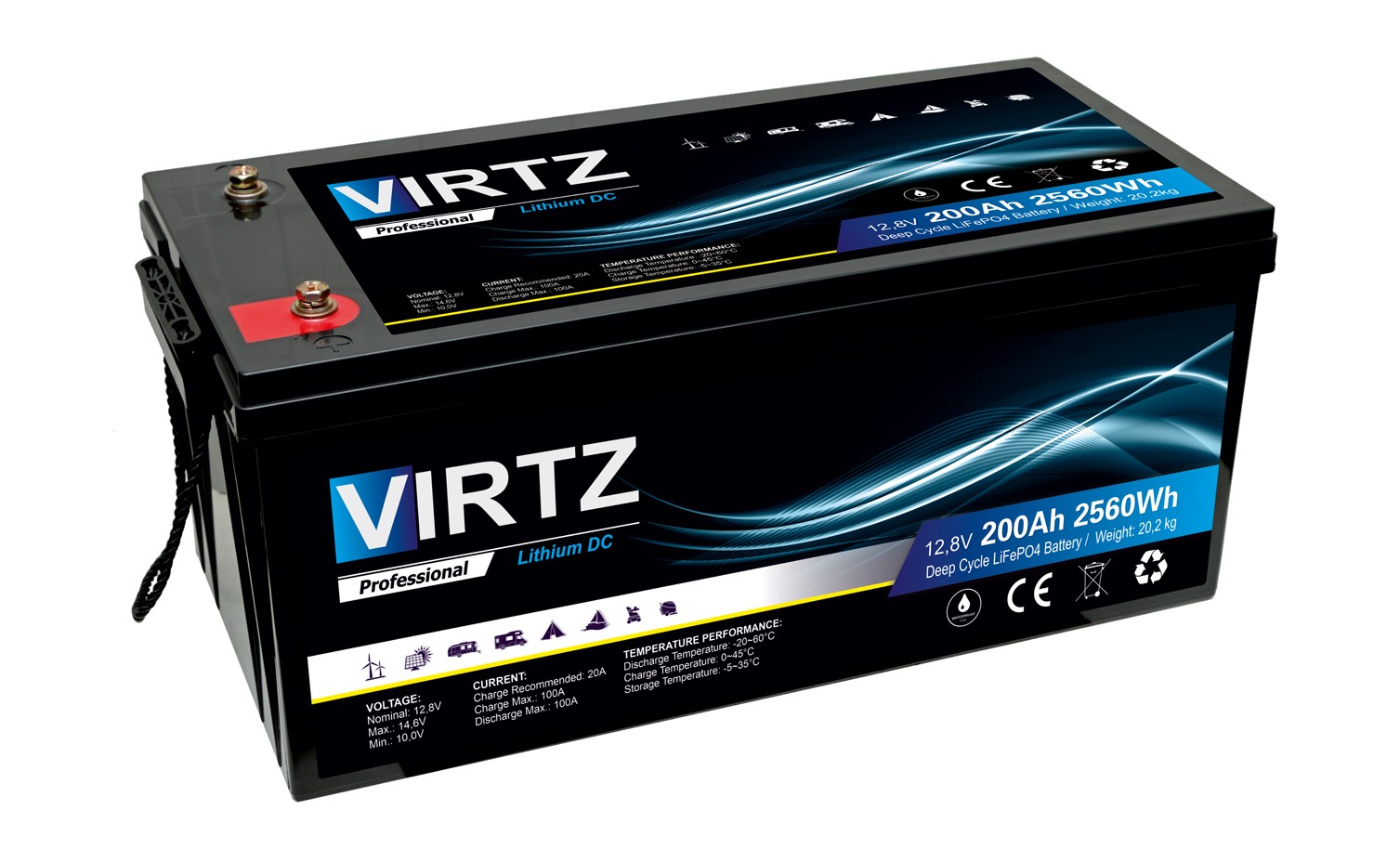 Akumulator VIRTZ Professional LiFePO4 12,8V 200Ah Litowy