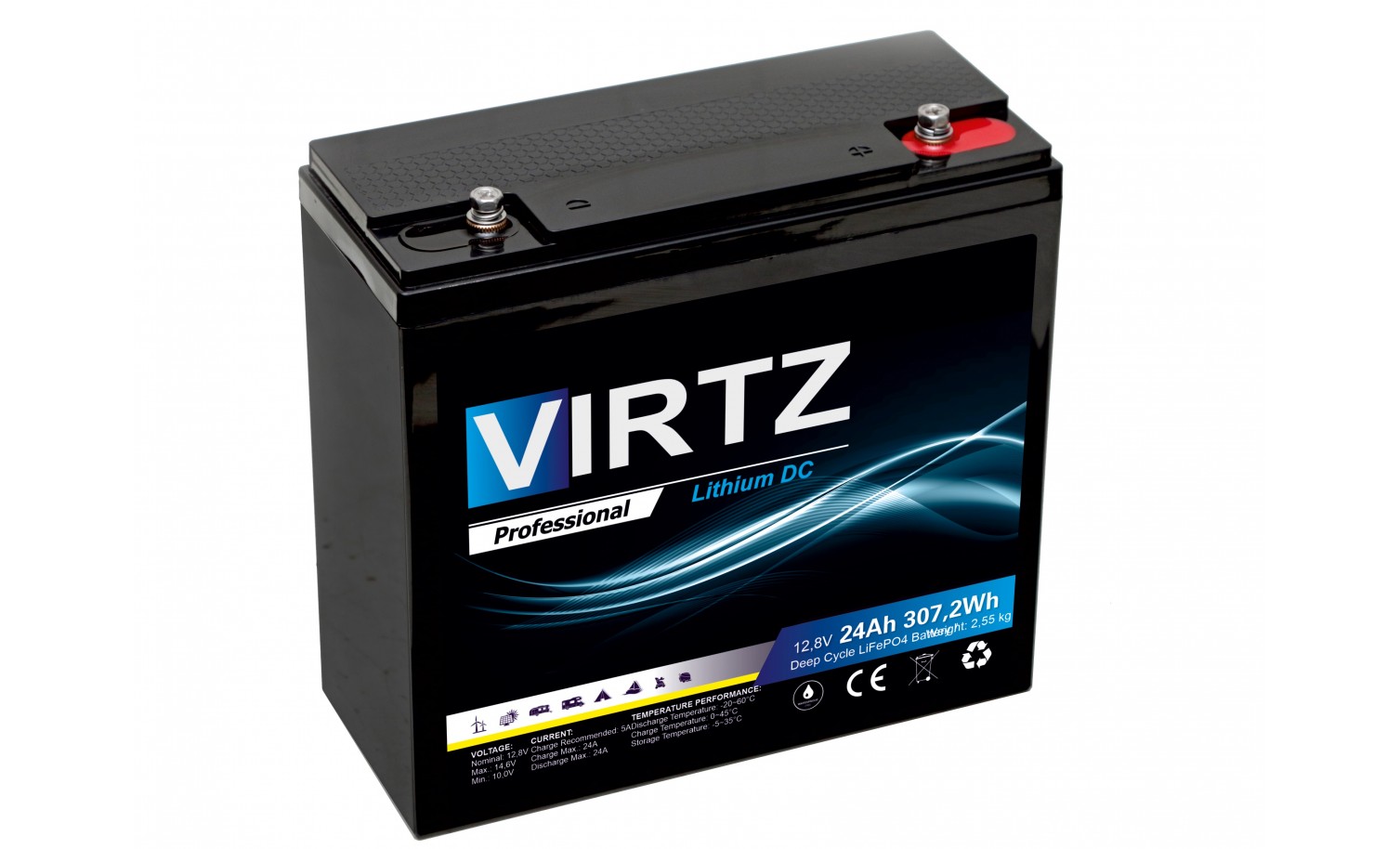 Akumulator VIRTZ Professional LiFePO4 12,8V 24Ah Litowy